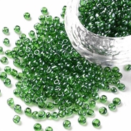 3 mm. transparente grønne  glasperler, 50 g